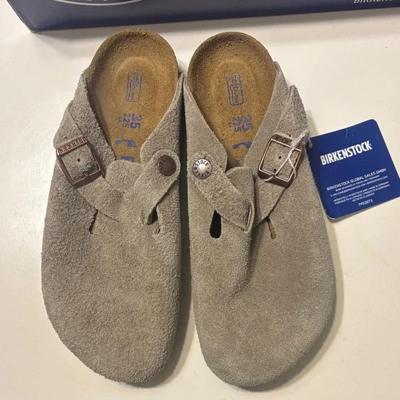 Birkenstock Taupe Suede Slip-Ons size 35 or kids 3-4 - Picture 5 of 11